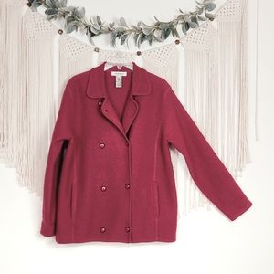 Alfani Woolmark Cranberry Double Breasted Sweater Jacket Coat w Pockets New Wool